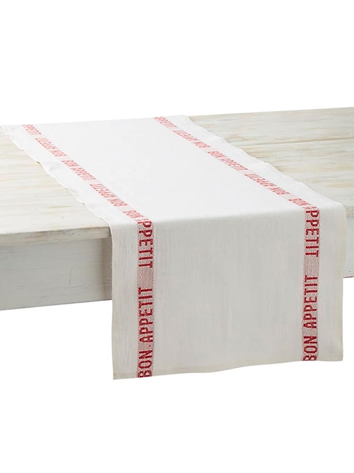 CHARVET EDITIONS テーブルランナー BON APPETIT blanc×rouge 45×150